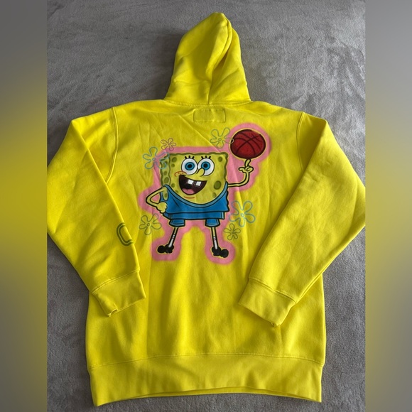 Overtime SpongeBob Airbrush Hoodie Men’s Medium in Yellow Worn 1x - Picture 7 of 8
